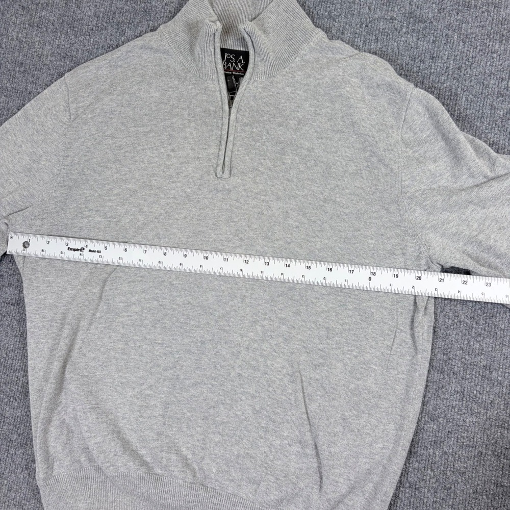 Jos. A. Bank Signature Collection Mens L Gray Pima Cotton Quarter Zip Sweater - Picture 9 of 13